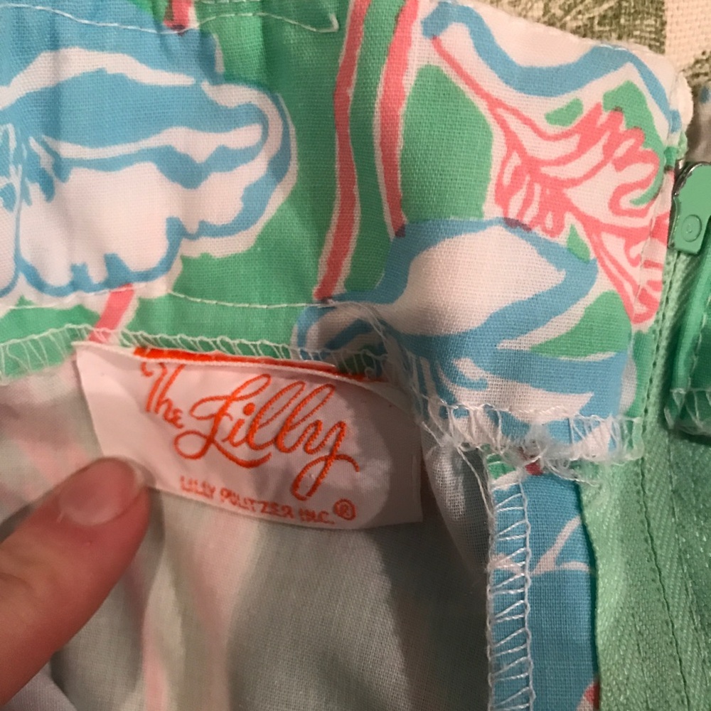 Vintage Lilly Pulitzer Green Floral Midi Dress with White Lace Trim - Picture 2 of 6